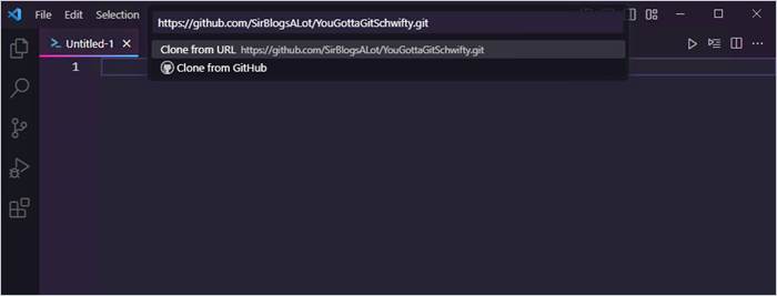 Connecting to your GitHub repository in VS Code.