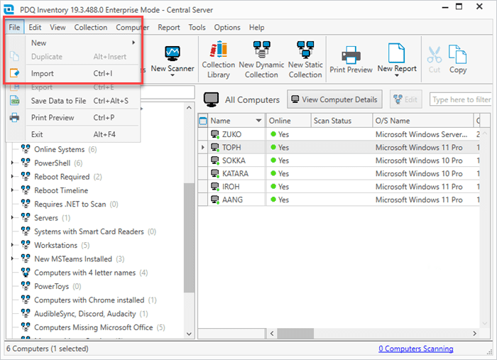 Import the collection XML file.