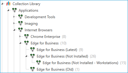expanding Collection Library > Applications > Internet Browsers > Edge for Business.