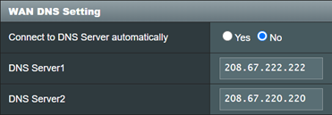 WAN DNS Setting