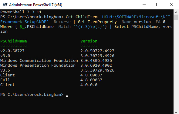 Finding .NET Framework versions using PowerShell.