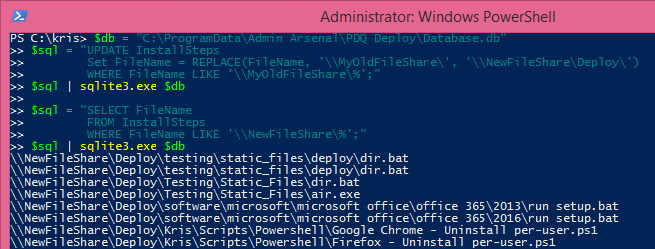 PowerShell and SQLite   Update FileName in Database