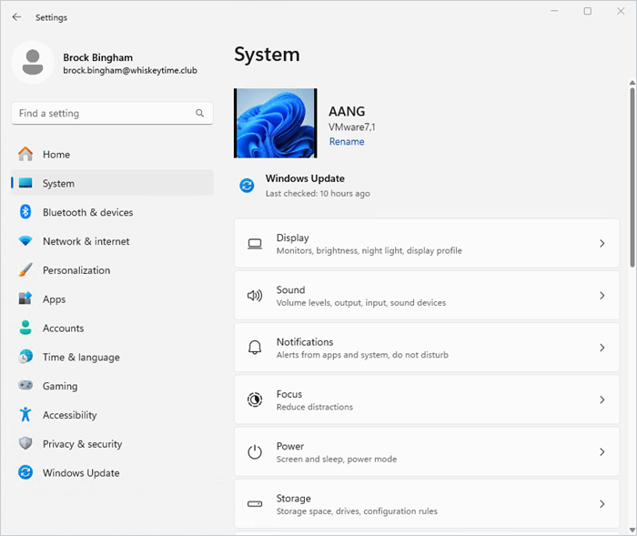 Windows 11 settings app.