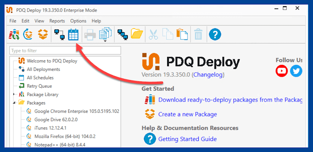 Click the New Schedule button in PDQ Deploy
