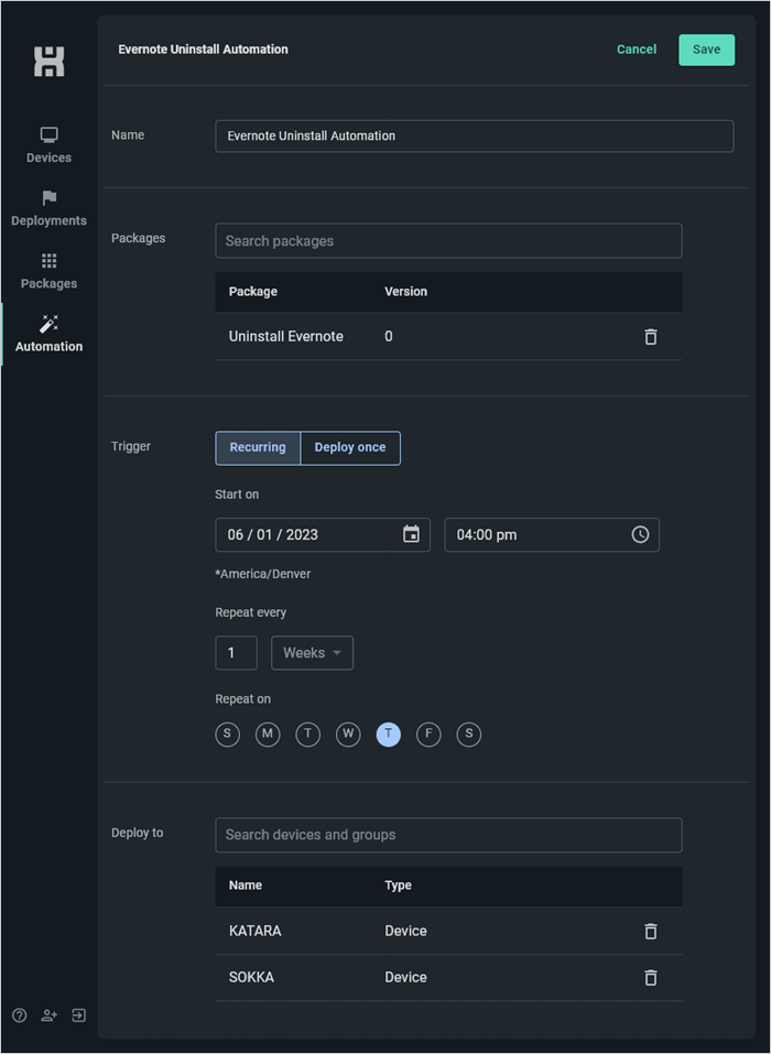 Configure your deployment schedule in PDQ Connect.