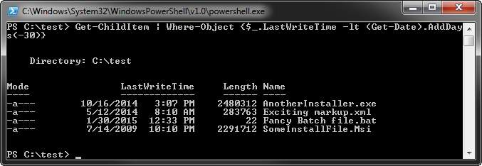 powershell find old files