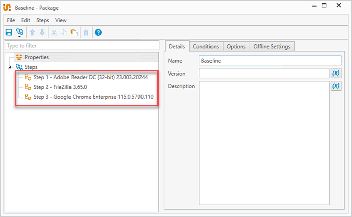 Review your package configuration, then save it.
