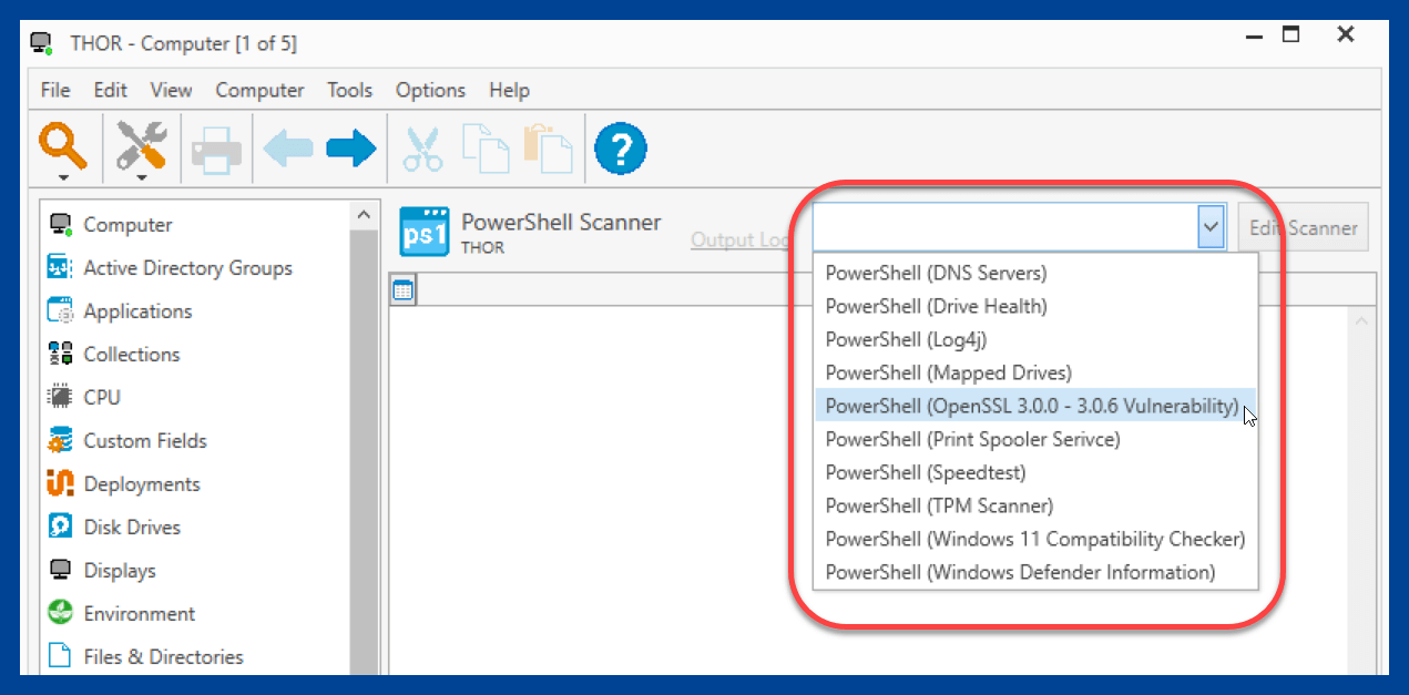 Locating the correct PowerShell scanner to display