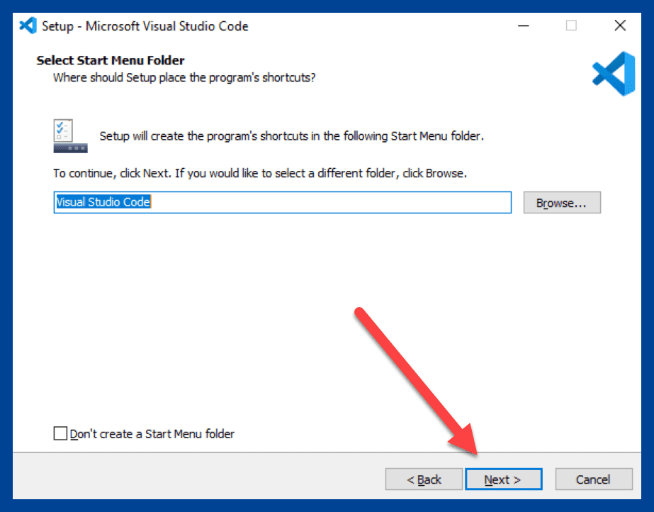 Select the Start Menu folder