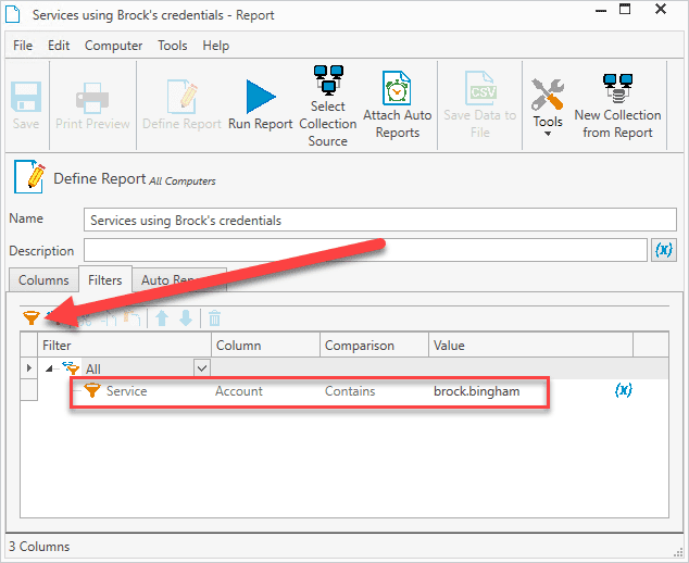 Add a filter to specify certain accounts.