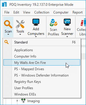 Here you can see my new scan profile, My Walls Are On Fire