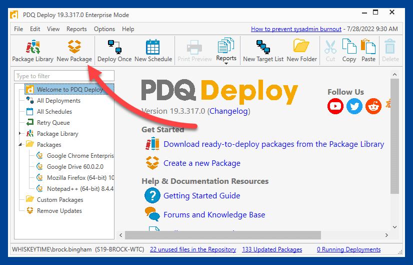 Click New Package in PDQ Deploy
