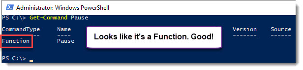 Function Contents - Get-Command Pause