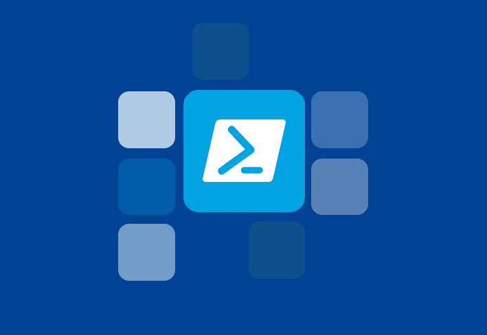 Illustration of block with Powershell logo