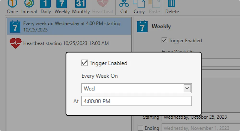 PDQ Deploy UI of heartbeat trigger