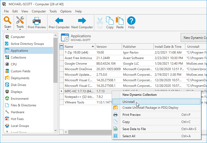 Uninstalling Application