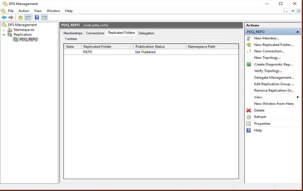 DFS Management - PDQ REPO Not Published 