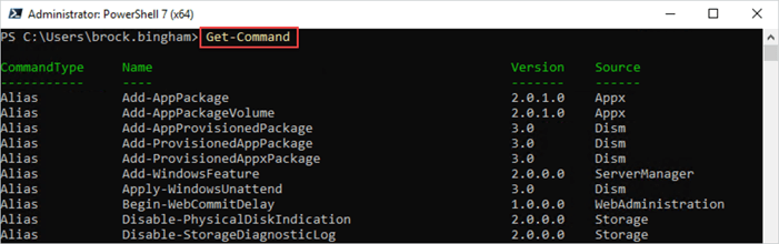 Get-Command cmdlet example