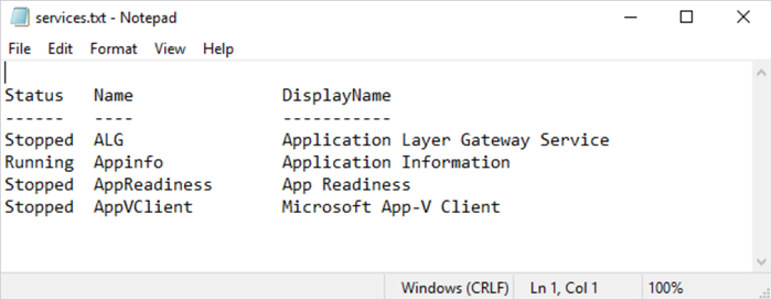 Verifying the results of the exported text file.