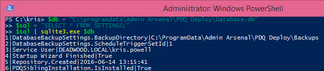 PowerShell and SQLite   Selecting all records from Settings table