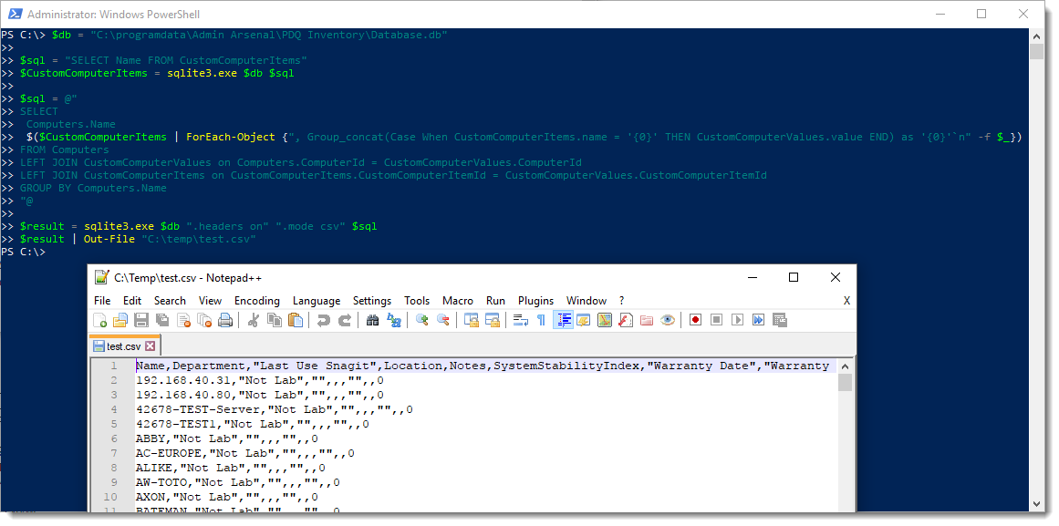 putting it all together - PowerShell test script