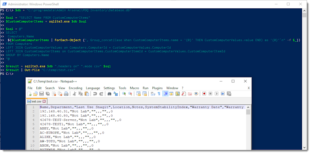 putting it all together - PowerShell test script