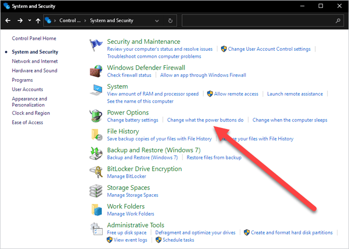 Click Change was the power buttons do.