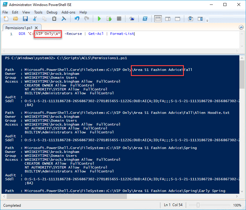 Screenshot showing the results of the above command in the PowerShell console. 