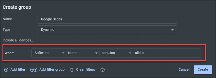 Creating dynamic collections using filters in PDQ Connect.