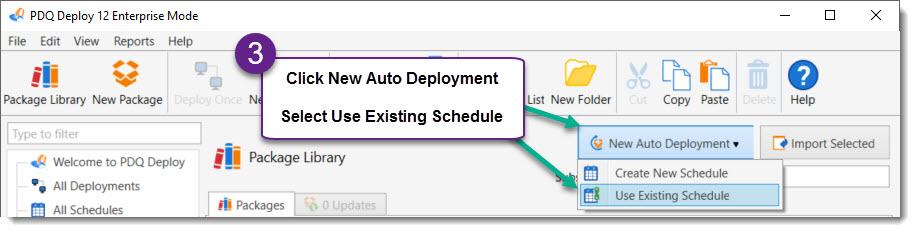 PDQ Deploy   Auto Deploy   Add New Auto Deployment using existing schedule