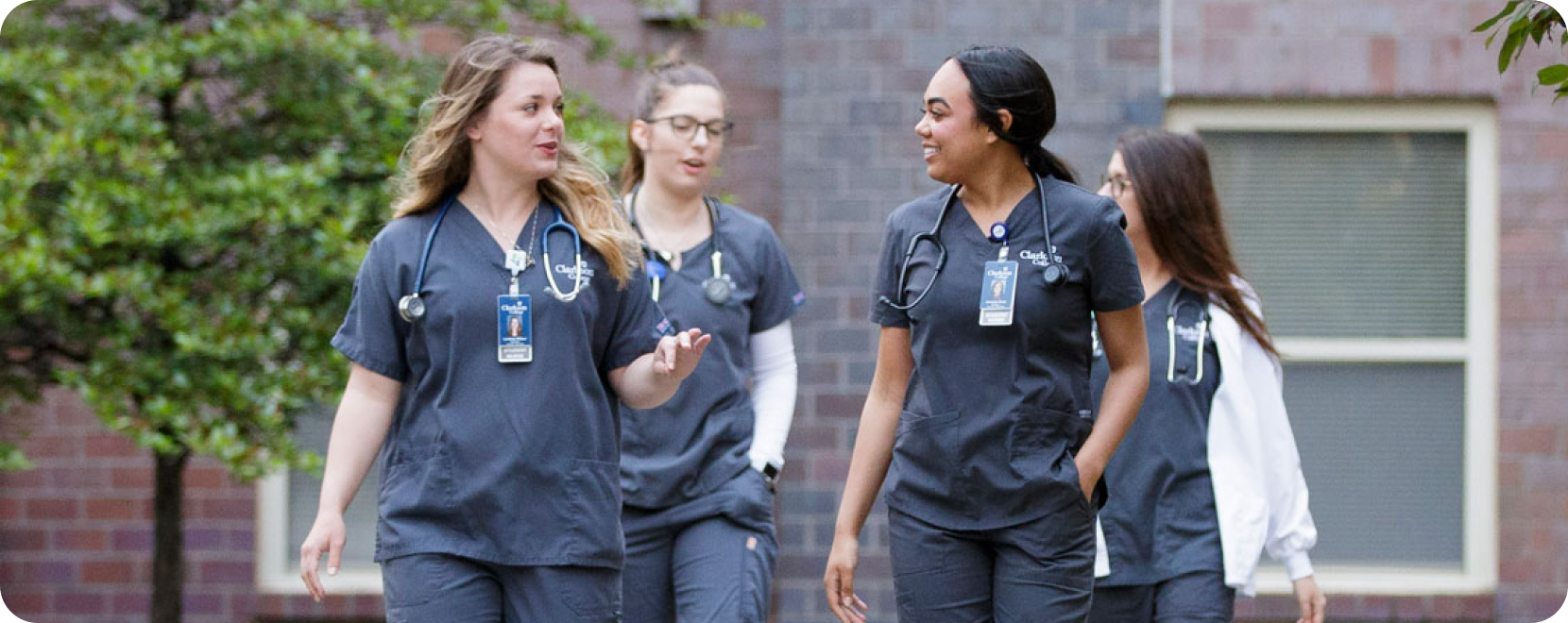 Group of medical students walking