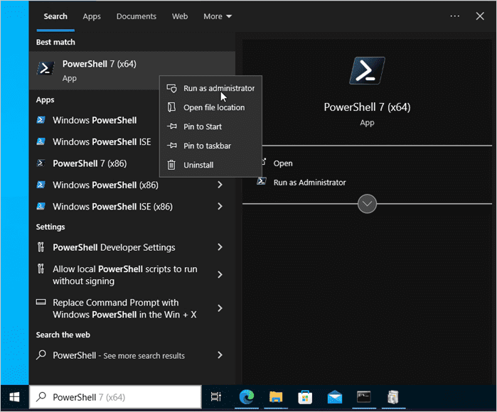 Open a PowerShell console.