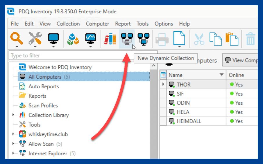 New dynamic collection button in PDQ Inventory