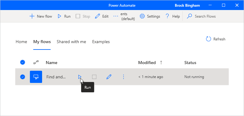 Click the run button to start the flow.