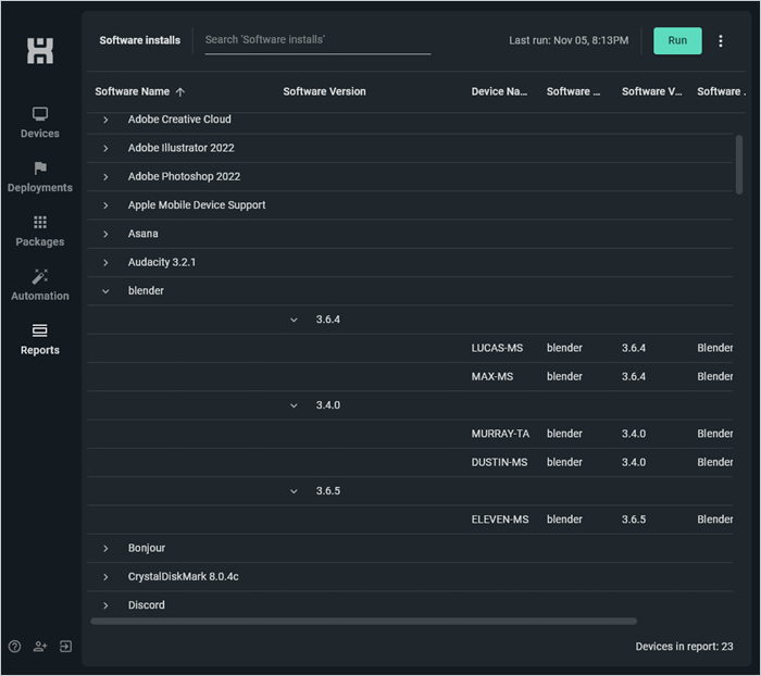 Displaying report results in PDQ Connect.