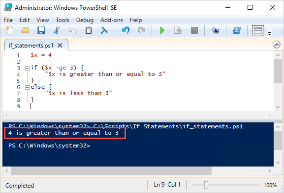 Example of PowerShell If-Else statement.