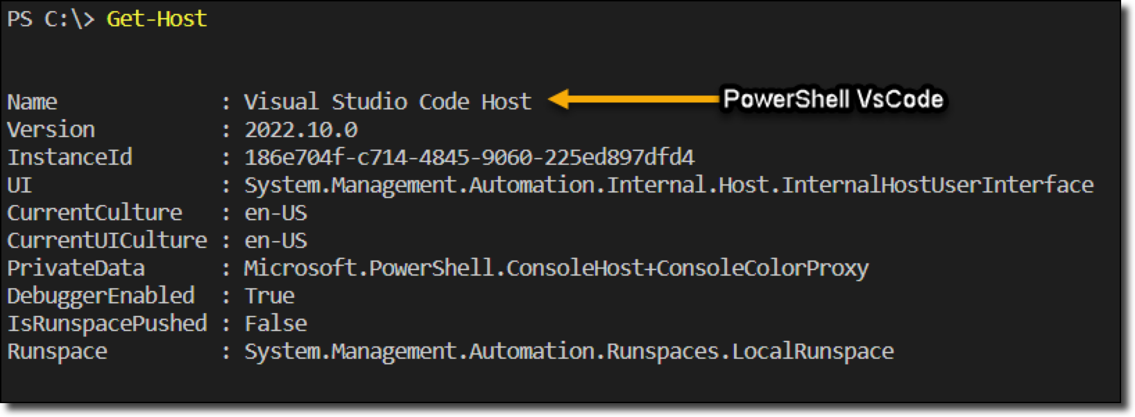 Screenshot of Get Host in Visual Studio