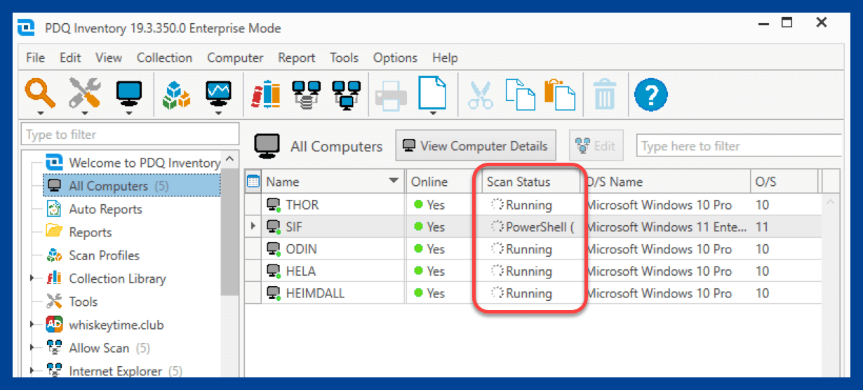 Scan status in PDQ Inventory