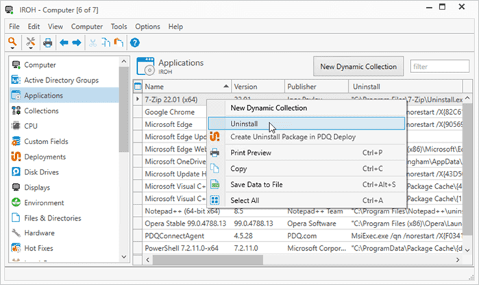 Screenshot of how to uninstall directly from applications menu, as explained on this page.
