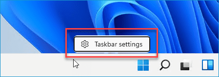 Right-click in an empty space on the taskbar and click Taskbar Settings.