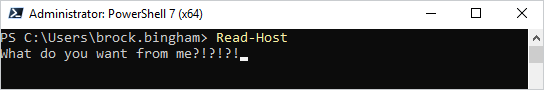 This is an example of using Read-Host without attaching a prompt message, which can be confusing for users.