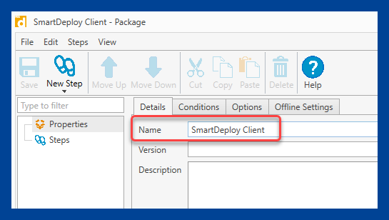 Name the package SmartDeploy Client
