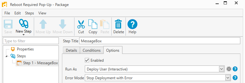 reboot step options