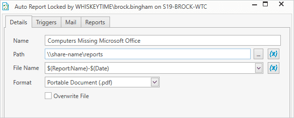 Configuring auto report details
