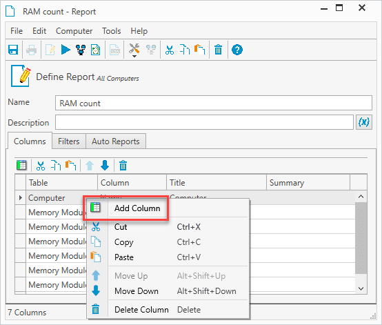 Add a column to the report.