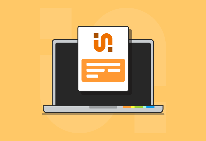 PDQ Deploy logo on computer with orange background