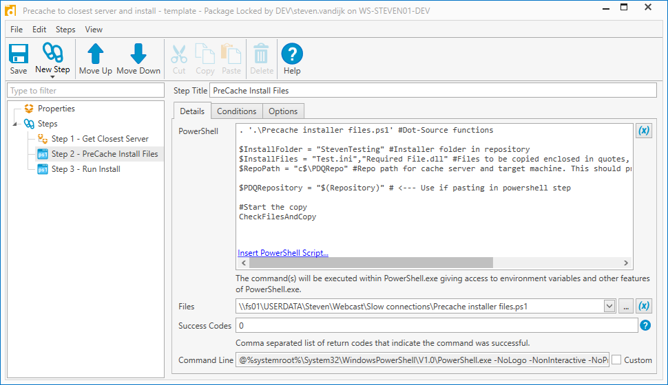 'Precache Install Files' Package Step 