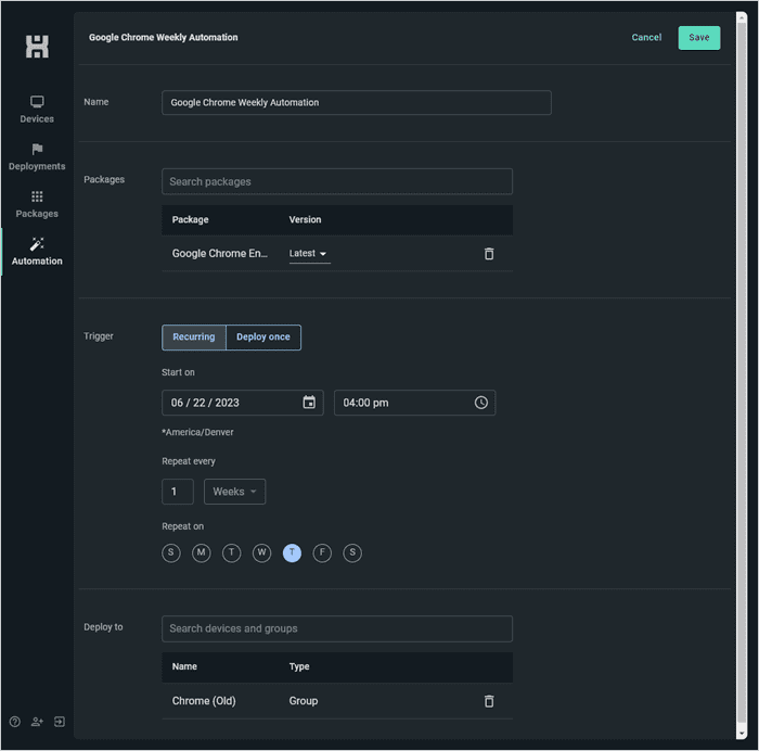 Completed automation configuration.