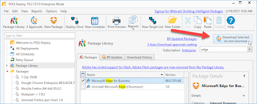 Select Microsoft Edge for Business and click Download Selected (As Auto Download)