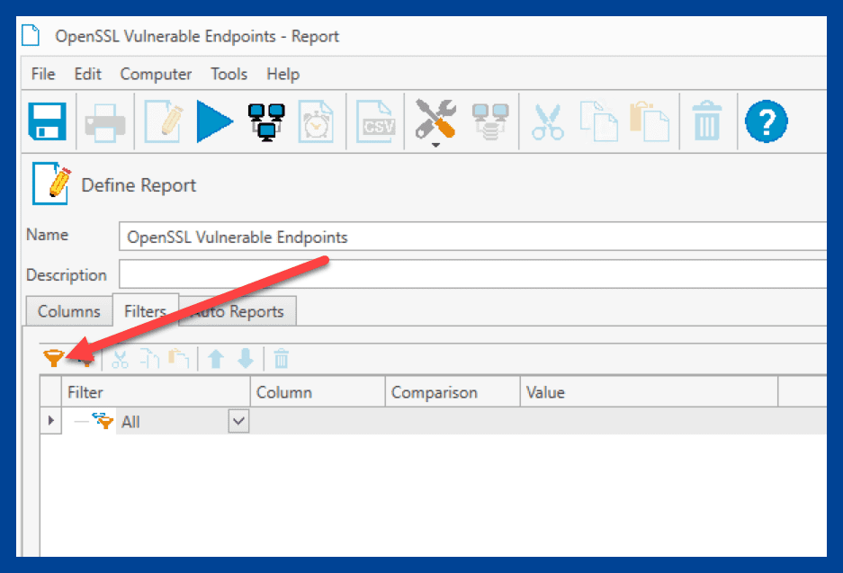 Adding a new filter row to the report